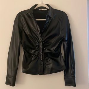 Zara faux leather shirt